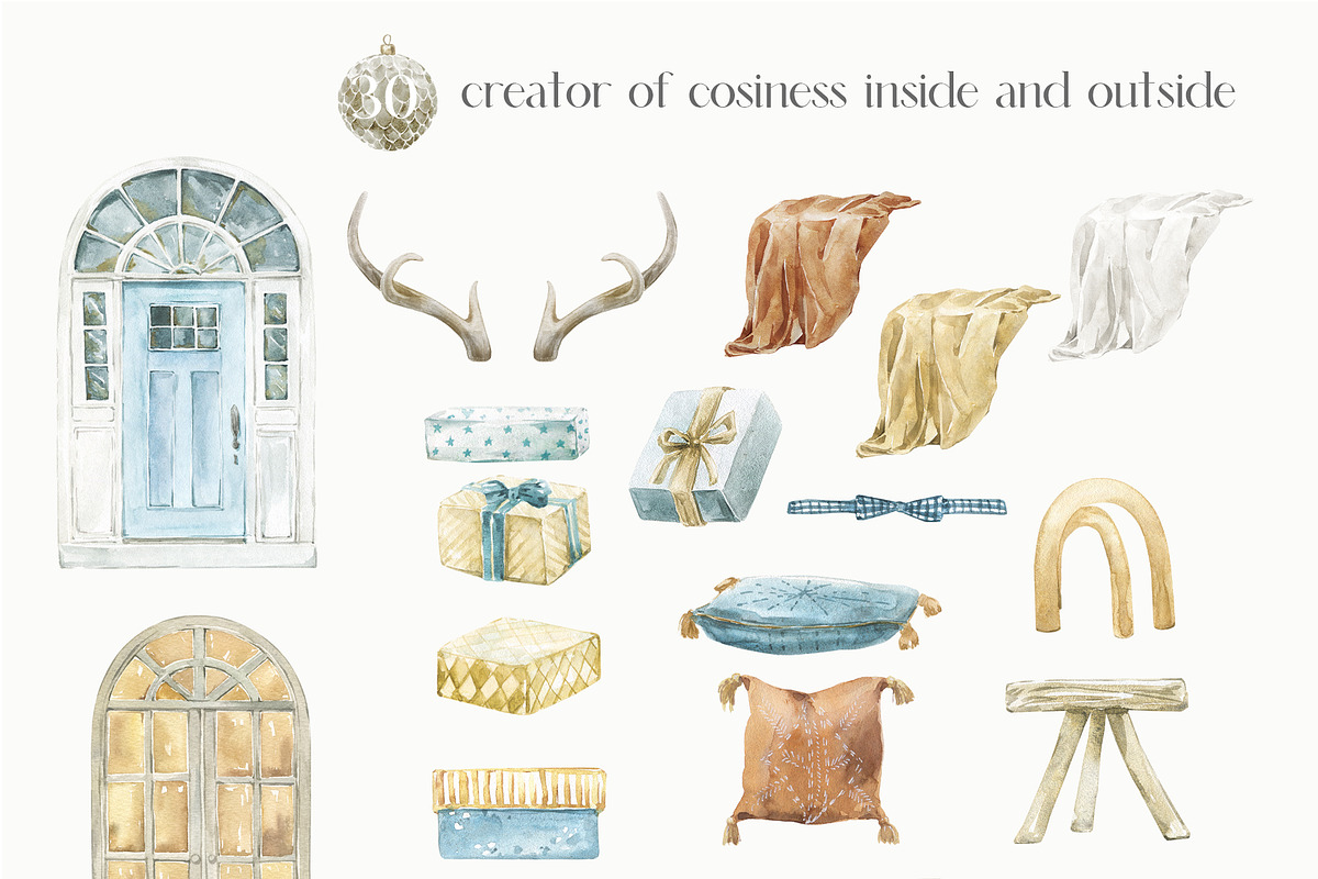 Modern Christmas Watercolor, an Animal Illustration by Cat In Colour (Photo 7 of 14)
