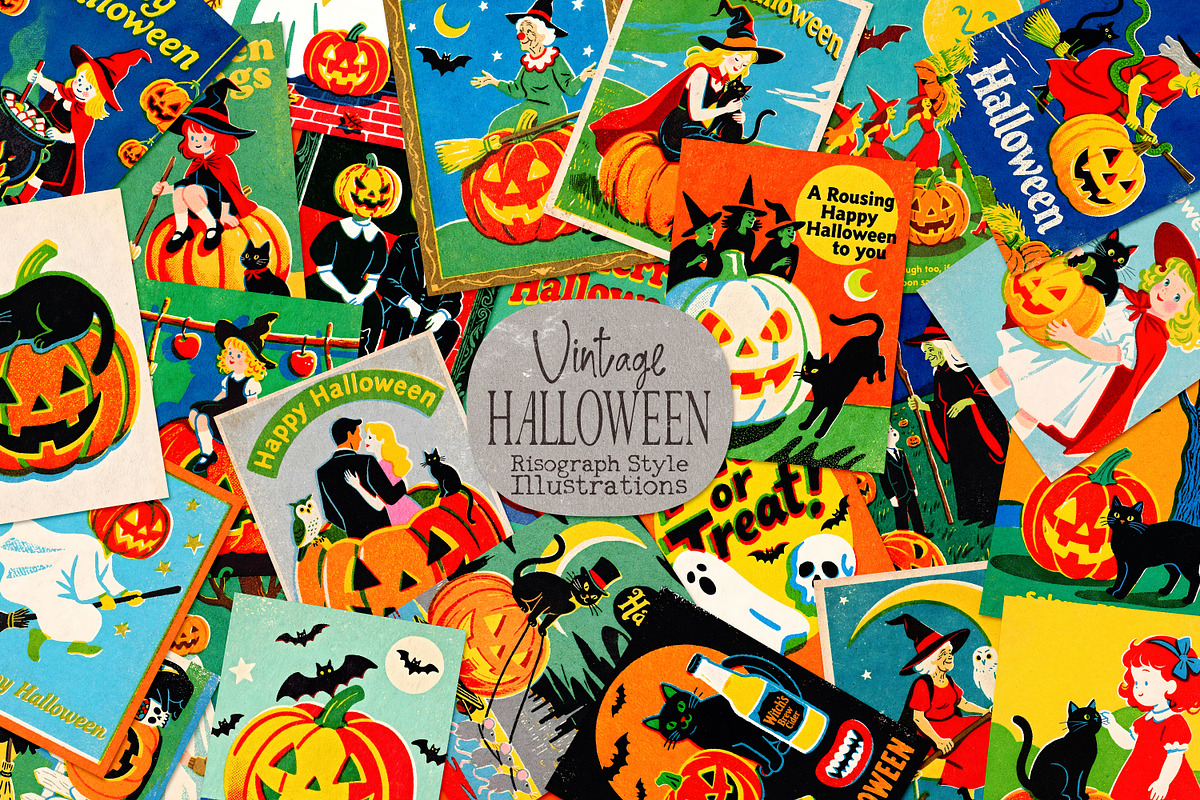 Vintage Halloween Card Illustrations, a Seasonal Illustration by Heather Green Designs (Photo 1 of 9)