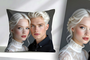 Young Man and Women with Albino Hair, a Person Illustration by Sharon Schwalbe