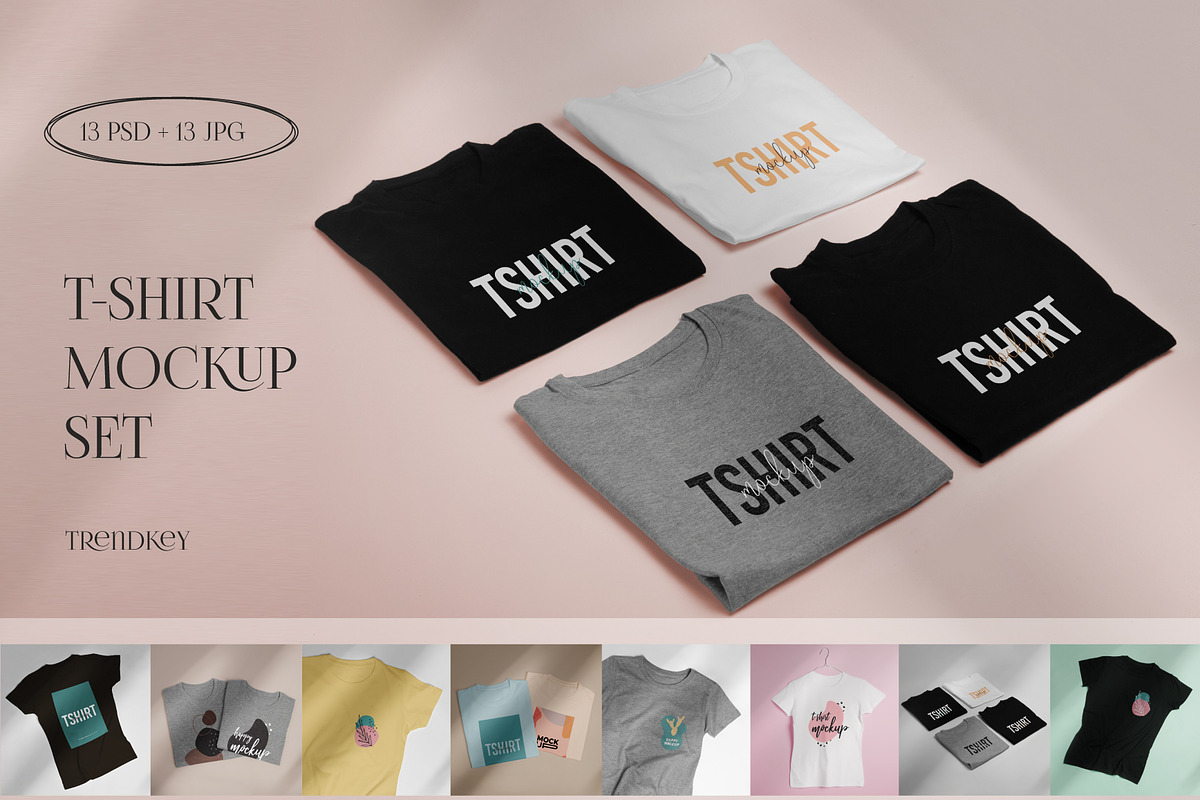 BRANDING T-SHIRT MOCKUP SET, a Shirt Mockup by TrendkeyMockups (Photo 1 of 8)