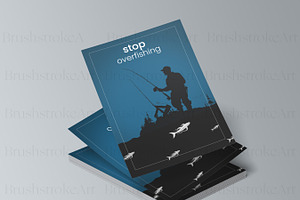 Fishing Silhouette Clipart, Line Art