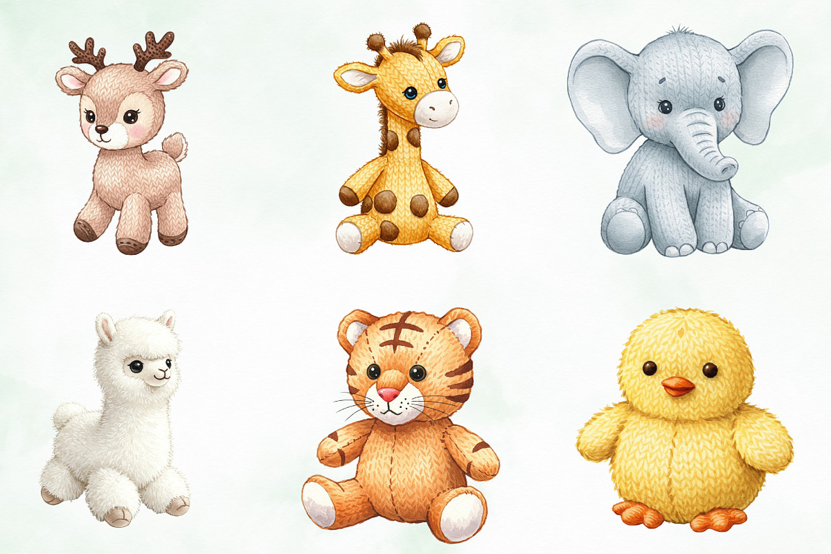 Vintage Knitted Plush Baby Animals, an Illustration by Creative Art (Photo 2 of 7)