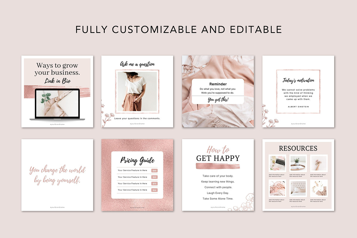 Rose Gold Instagram Templates Canva, a Social Media Template by DeeBeeDesign (Photo 4 of 10)