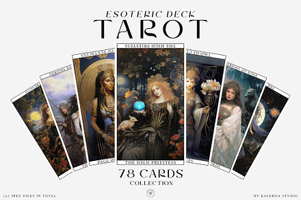 Esoteric Tarot Deck 78 Cards, a Decorative Illustration by Kaleriia