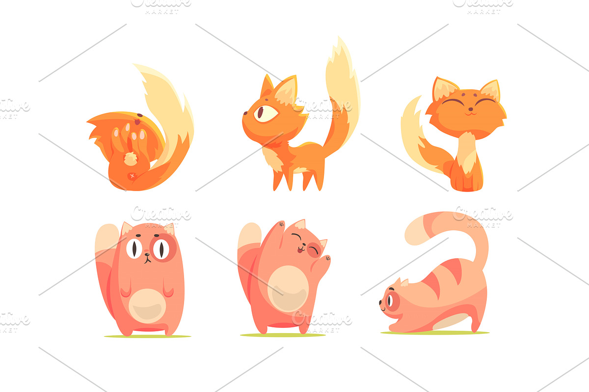 Cute Red and Ginger Cartoon Cat, an Animal Illustration by TopVectors