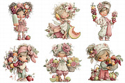 Whimsical Summer Fruit Girls Clipart, an Illustration by Daily.Designs (Thumbnail 3 of 8)