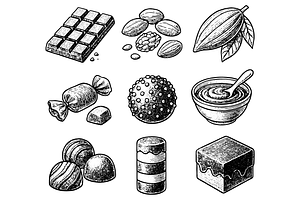 Chocolate Sweets Set, an Object Graphic by nikagraphic