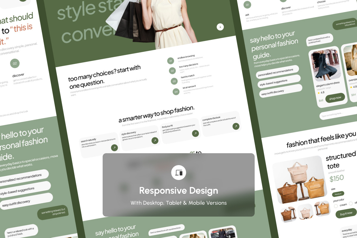 Mova AI Fashion Sales Agent Landing, a Landing Page Template by productype1 (Photo 3 of 5)