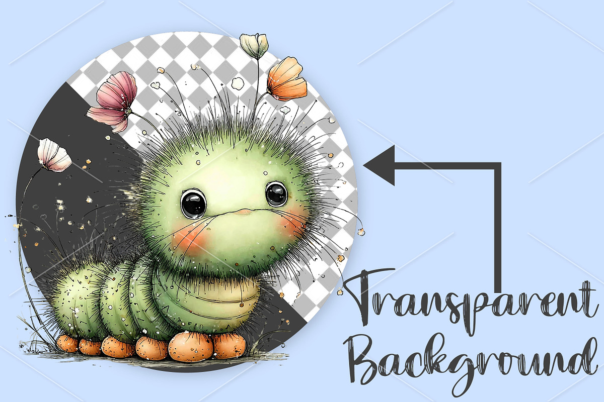 Whimsical Spring Caterpillar Clipart, a Seasonal Illustration by Canvas Craft (Photo 2 of 7)