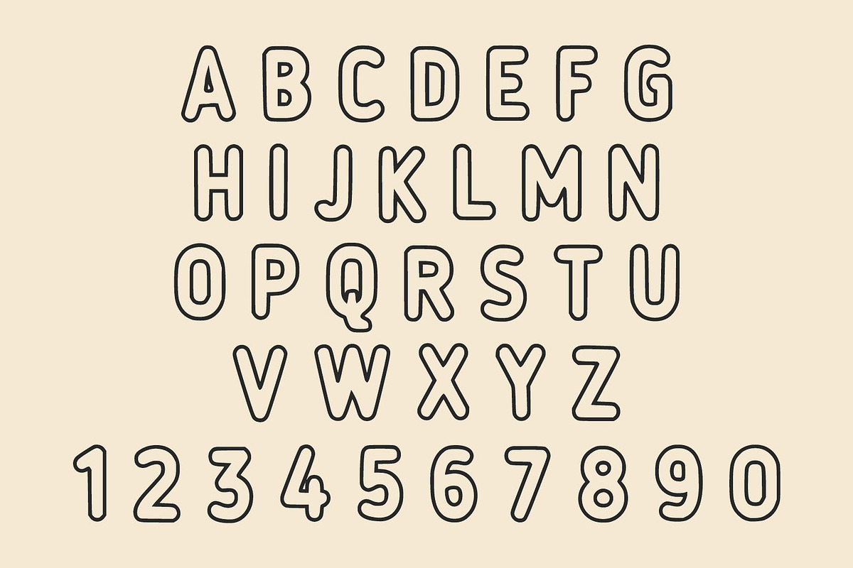 Comic Outline – Kids Outline Font, a Sans Serif Font by Fourteen Letter (Photo 5 of 6)