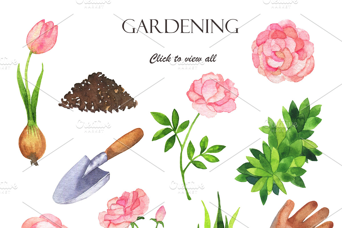 Gardening watercolor set, an Illustration by Watercolor & sketches (Photo 4 of 7)