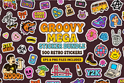 Groovy Mega 500 Stickers Bundle, an Object Graphic by Ckybe's Corner (Thumbnail 1 of 6)