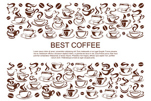 Vector Coffeehouse Cafe Poster Of Coffee Cups