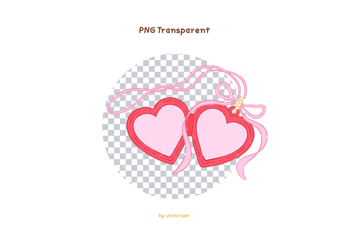 20 Cute Heart Locket Clipart, an Object Illustration by Victoruler (Photo 5 of 8)