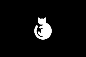 Cute cat black and white logotype, a Templates & Theme by Himalia1