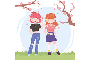 kpop girls outdoor, a Person Illustration by studiogstock