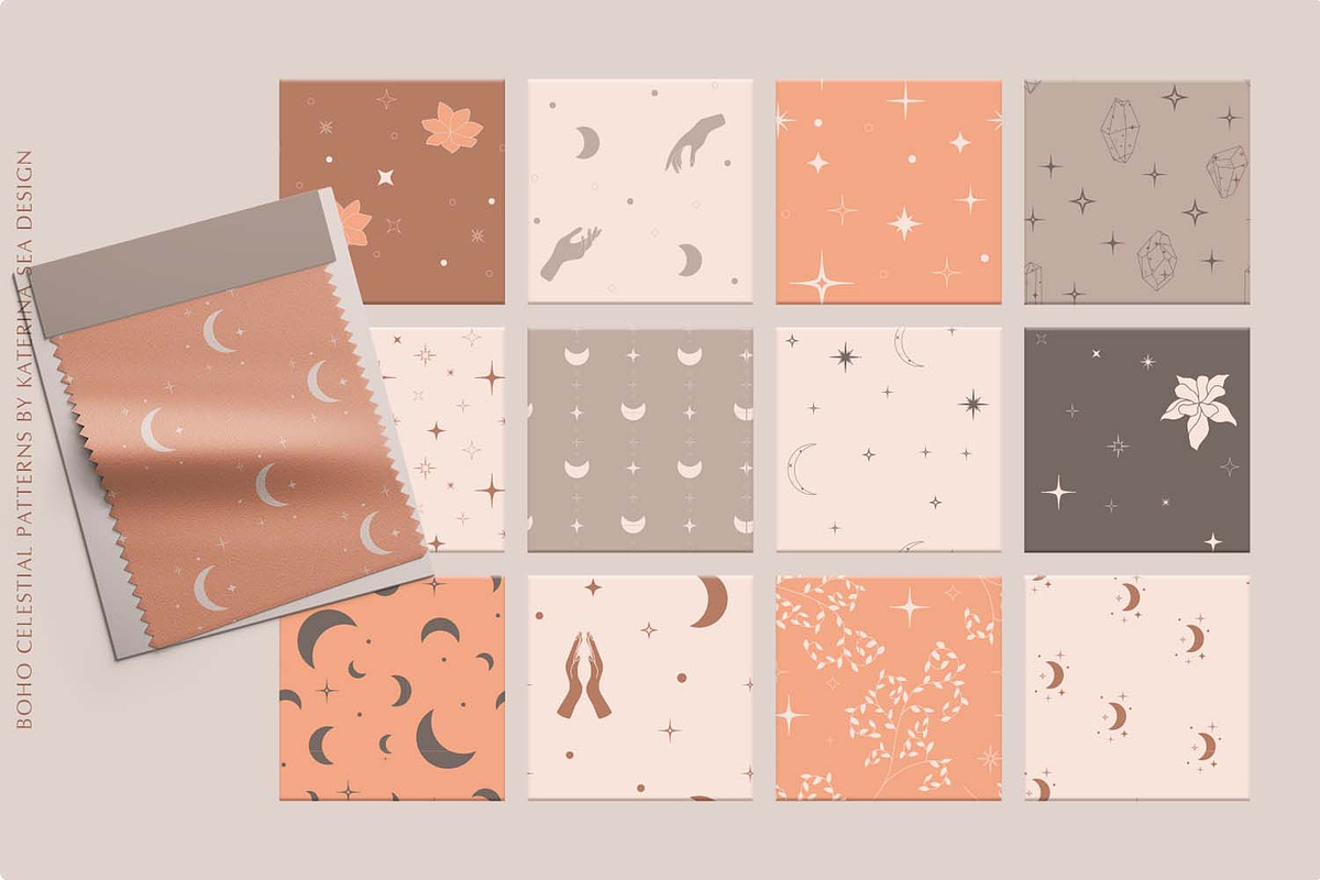 Boho celestial vector patterns, a Pattern Graphic by Katerina.Sea.Design (Photo 7 of 8)
