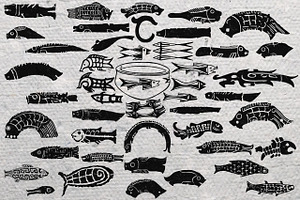 177 Fish Stamp Brushes Procreate