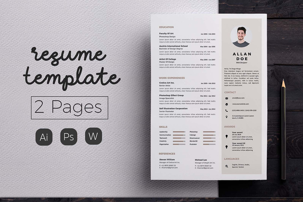 Modern Resume & CV Template, a Resume Template by Hito Graphic (Photo 1 of 8)