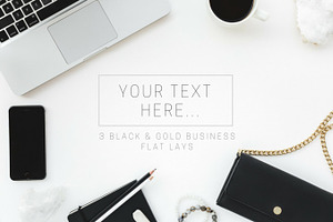 3 Black & Gold Business Flat Lays