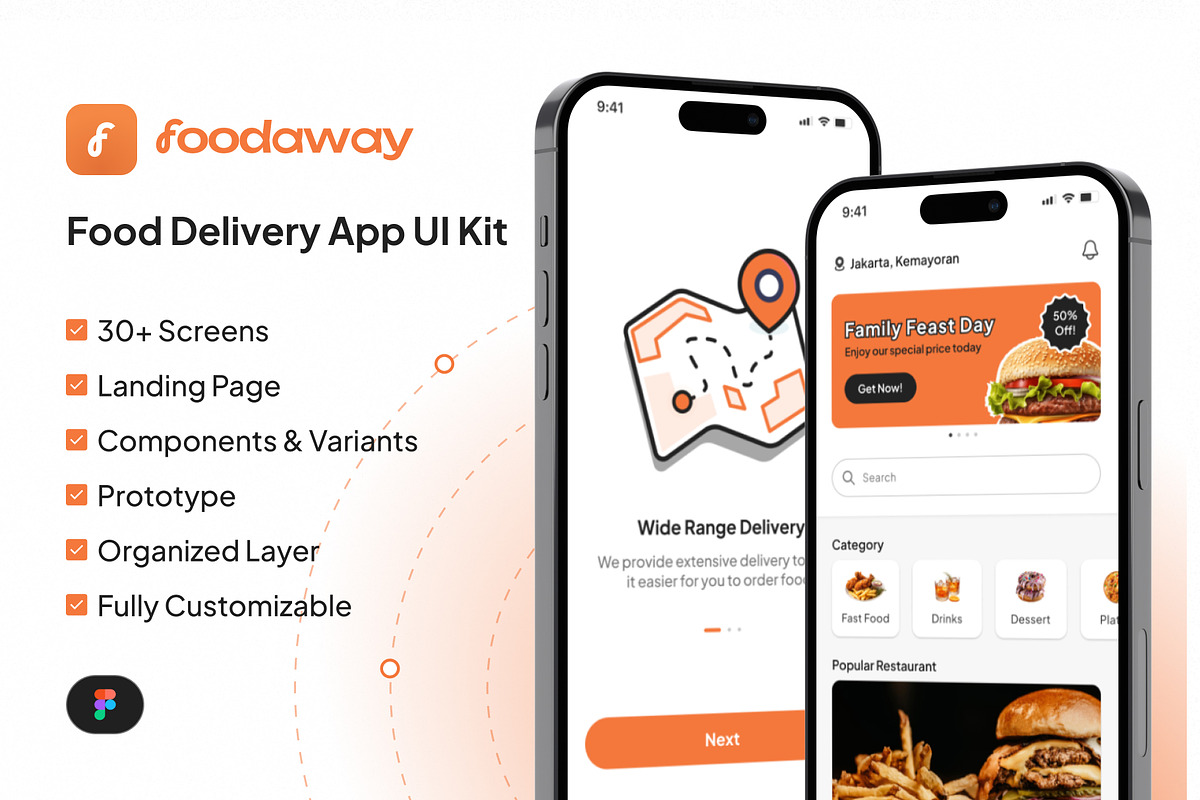Foodaway - Food Delivery UI Kit, an UI Kit Template by restiyathena (Photo 1 of 6)