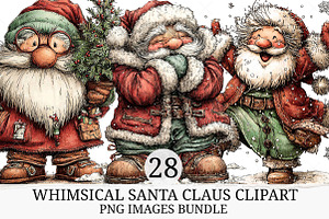 Whimsical Santa Claus Clipart, an Illustration by Craft Nest