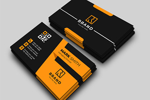 Modern Orange Black Business Card