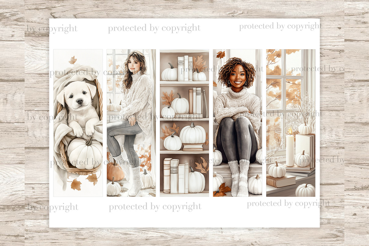 Cozy Autumn Bookmarks, a Seasonal Illustration by GlamArtZhanna (Photo 3 of 3)
