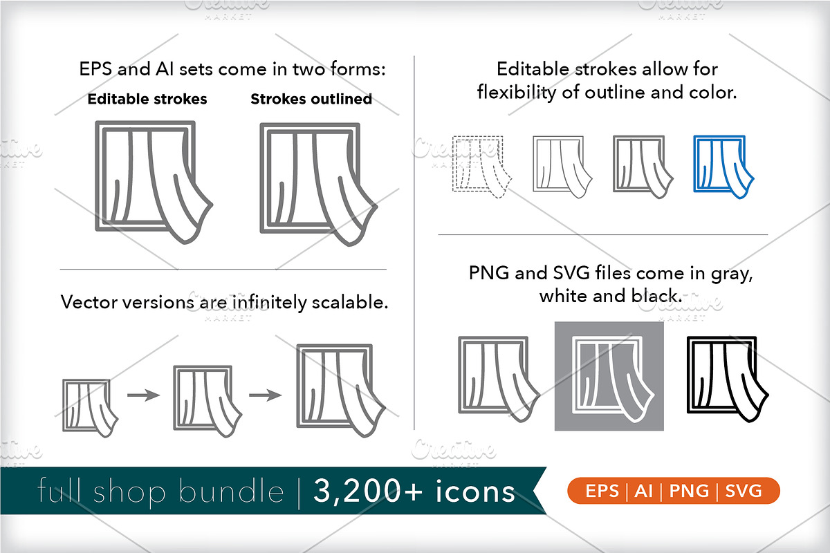 Full shop outline icon bundle, an Outline Icon by Picture Window (Photo 2 of 10)