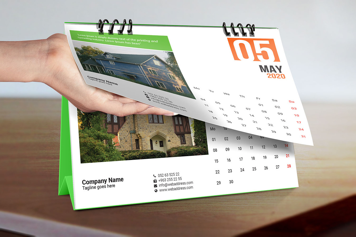 Desk Calendar for 2020 V3, a Stationery Template by graphicbox (Photo 4 of 5)