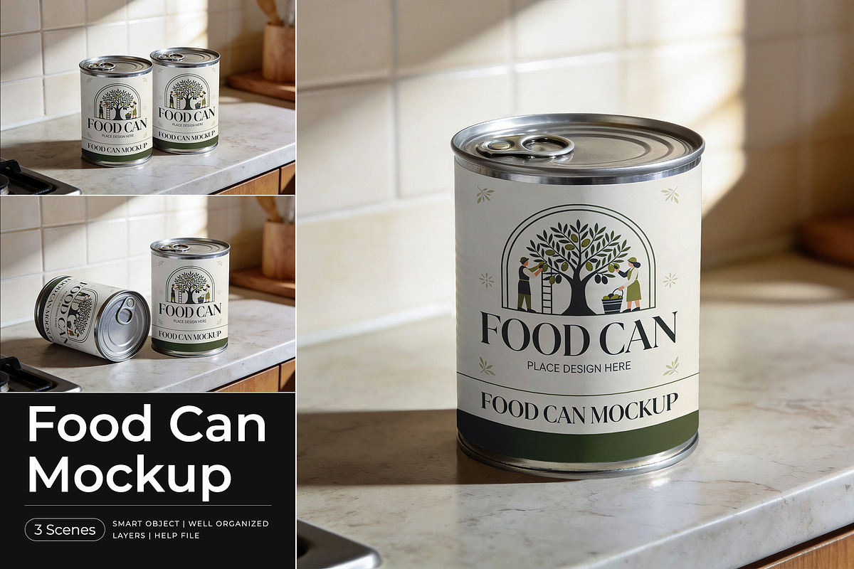 Food Can Mockup, a Cups & Container Mockup by Pitchlook.Studio (Photo 1 of 4)