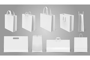 Realistic Shopping Bag. White Paper