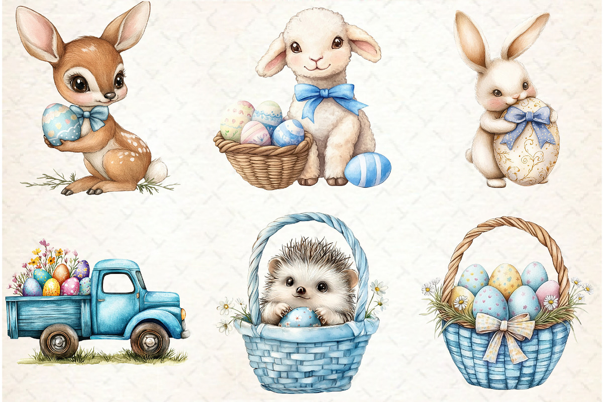 Easter Bunny Floral Clipart, an Illustration by Watercolor design (Photo 3 of 4)