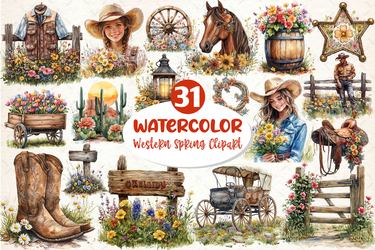Western Spring Clipart, an Illustration by Dream Creation (Photo 1 of 6)