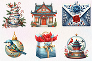 Christmas Chinoiserie Sublimation, an Illustration by CreationArt (Thumbnail 5 of 5)