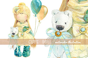 Cute doll with balloons