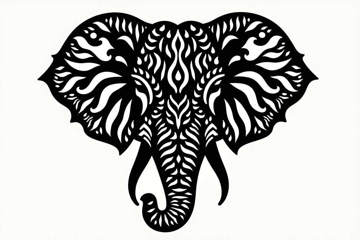 Elephant Silhouette with Ornamental, an Illustration by Amazin_art (Photo 10 of 16)