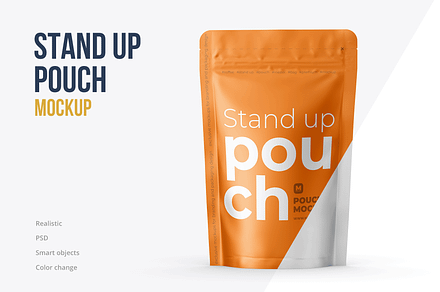 Stand Up Pouch Mockup Front view, a Cups & Container Mockup by easymock