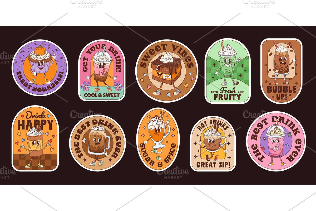 Drink and dessert characters, a Decorative Illustration by Buch&Bee