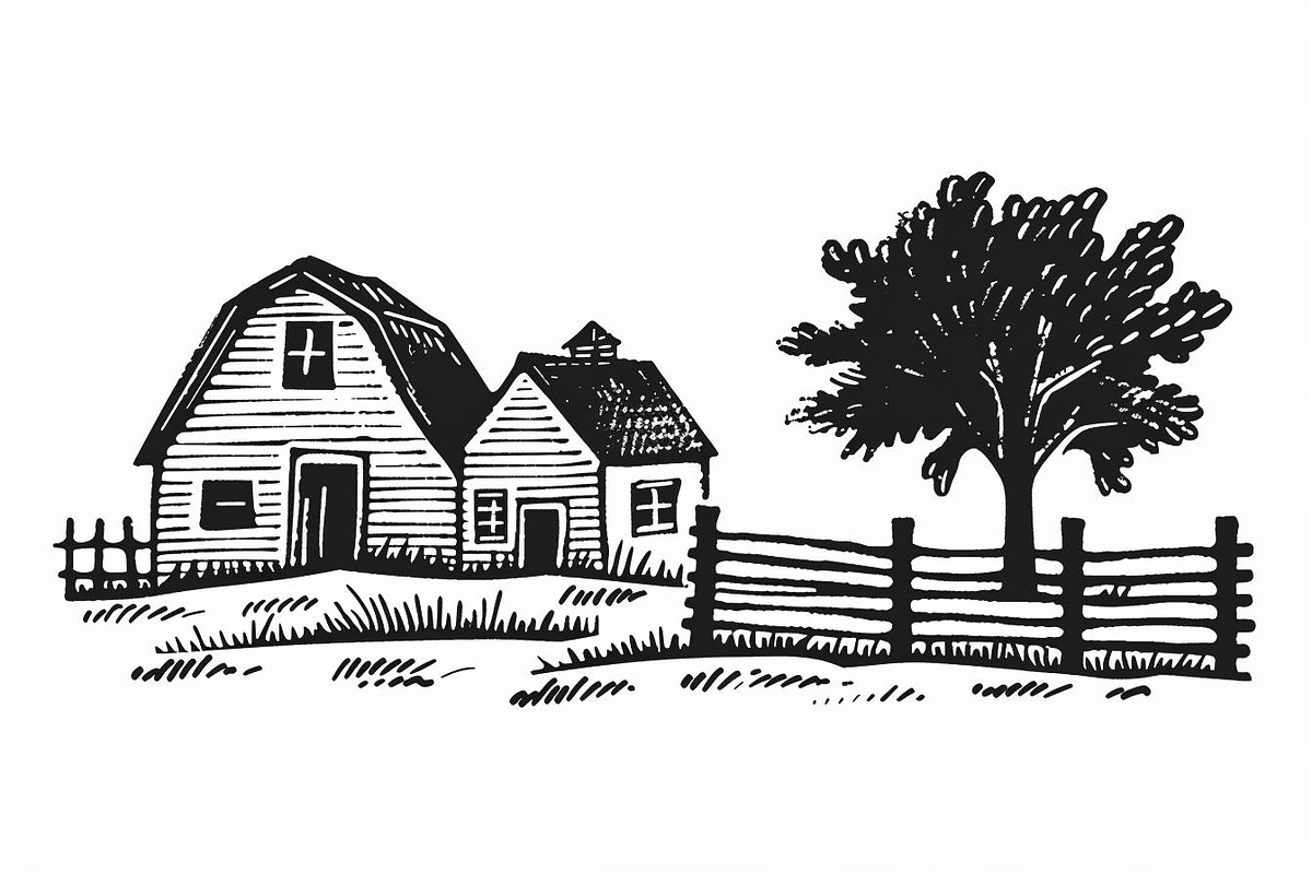 Farmhouse scene silhouette vector, an Illustration by Amazin_art (Photo 2 of 13)