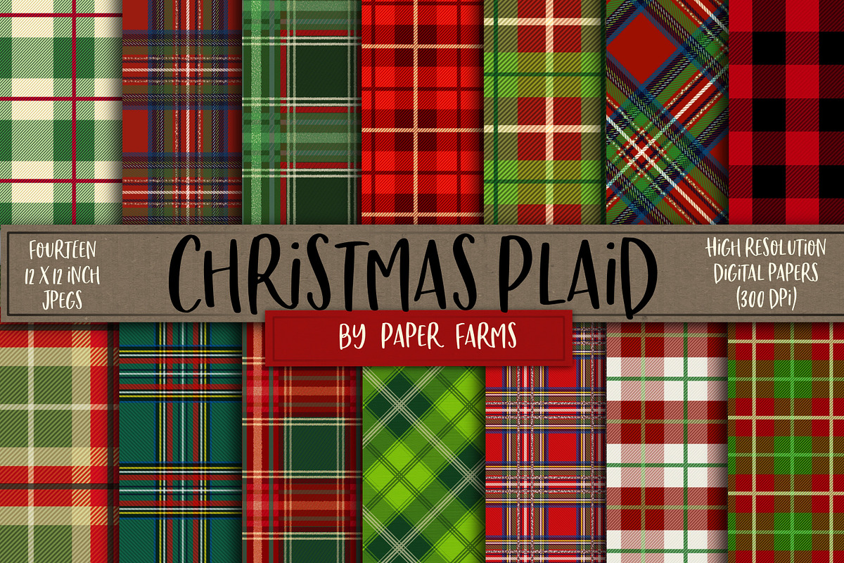 Christmas plaid digital paper, a Pattern Graphic by Paper Farms (Photo 1 of 3)