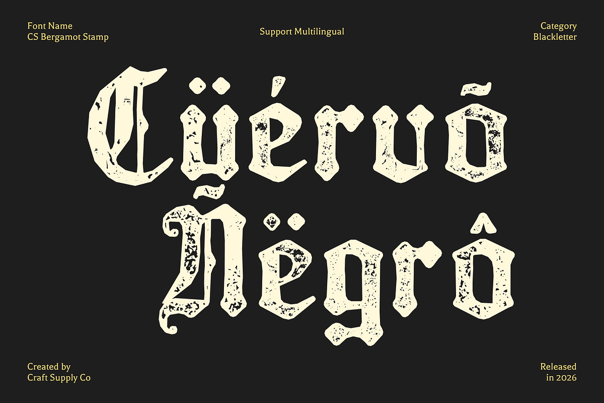 CS Bergamot Stamp, a Blackletter Font by Craft Supply Co. (Photo 7 of 8)