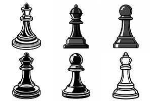 Chess Pieces vector illustrations, an Object Graphic by Billah Hub