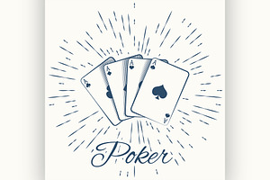 four aces  and vintage sun burst, an Illustration by Netkoff