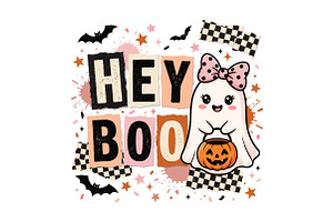 Hey Boo Halloween Sublimation PNG, a Seasonal Illustration by CraftArtStudio