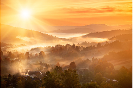 Morning mountain landscape, autumn