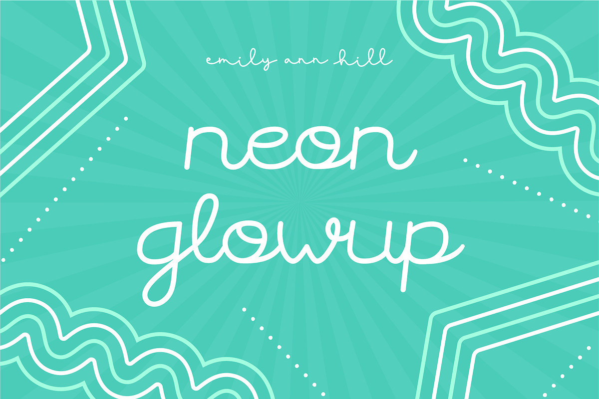Neon Glowup by Emily Ann Hill, a Script Font by Emily Ann Hill Type Co. (Photo 1 of 4)
