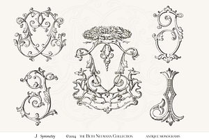 Antique Vintage Monogram Initial J