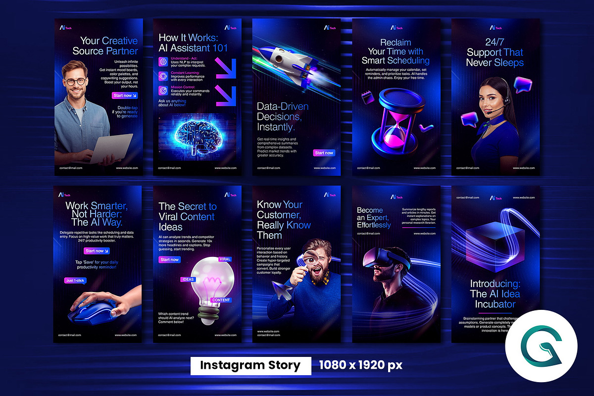 AI Assistant Social Media Template, a Social Media Template by Geelator Studio (Photo 3 of 4)