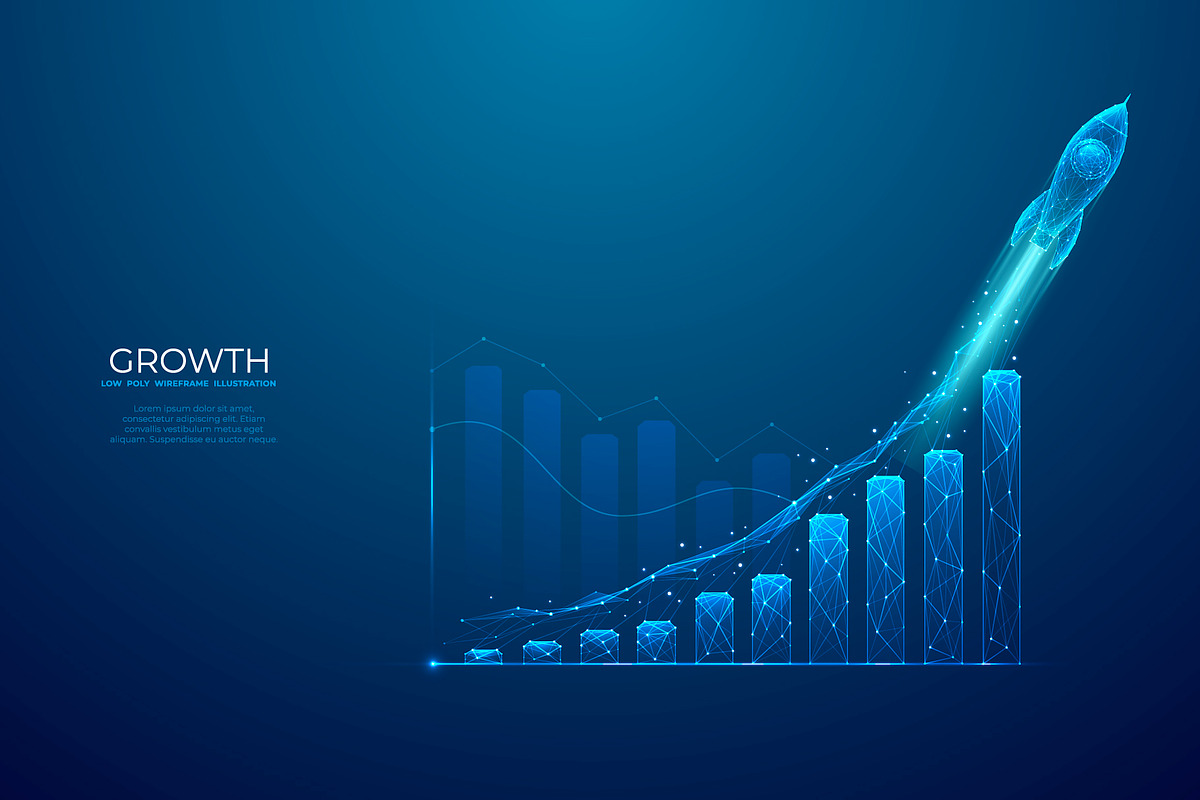 Growth graph chart with rocket., a Finance Illustration by ANTON KHRUPIN ART